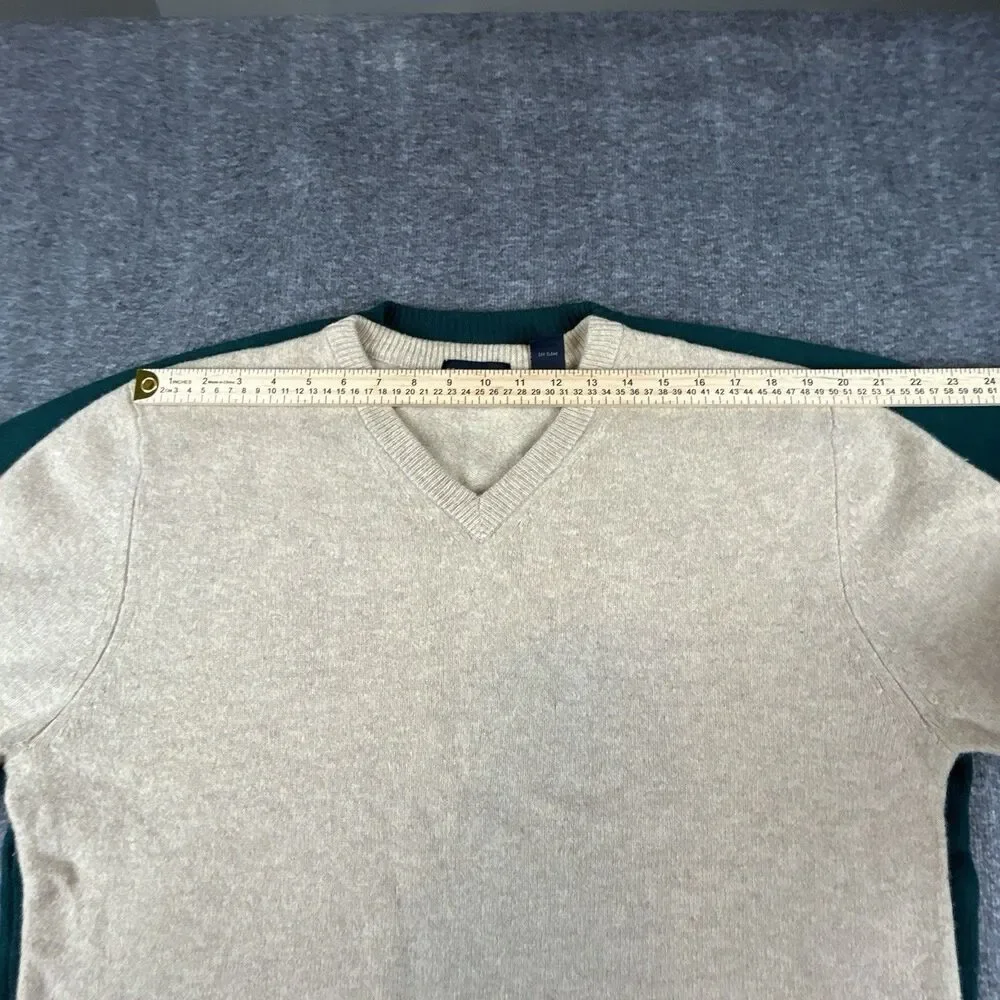Lot of 2 100% Pure Wool Sweaters Mens Sz L Geoffrey Beene Beige/Green VTG 90’ - Picture 7 of 10